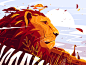 Majestic lion on safari kit8 flat vector illustration character giraffe lying beast king safari lion