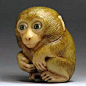 Monkey netsuke, carved from a tagua nut