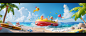 chuanhuishi_3D_cartoon_game_scene_there_is_an_inflatable_boat_o_d