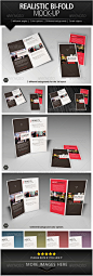 Realistic Bi-Fold Brochure Mock-Up对折模型素材效果展示模板-淘宝网