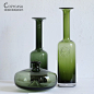 【清汤卧果】新品 墨绿色细颈浮雕玻璃花瓶 北欧样板间家居装饰品-淘宝网