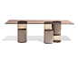 Rectangular glass table with leather bases IMPERIAL S | Rectangular table by Carpanese Home