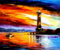 Leonid Afremov色彩斑斓的油画风景作品