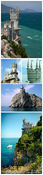 【15 Castle Built for Love】乌克兰南部，有一座典雅的新哥特式建筑，名叫燕窝城堡(Swallow's Nest Castle) ，原先名字叫 “The Castle of Love” 。1912年建造，100年历史了！整座城堡建在40米的高地上，每个窗户都是无敌海景~无敌海风~