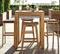 Madera Teak Square Fixed Bar-Height Table & Palmer Barstool Set | Pottery Barn: