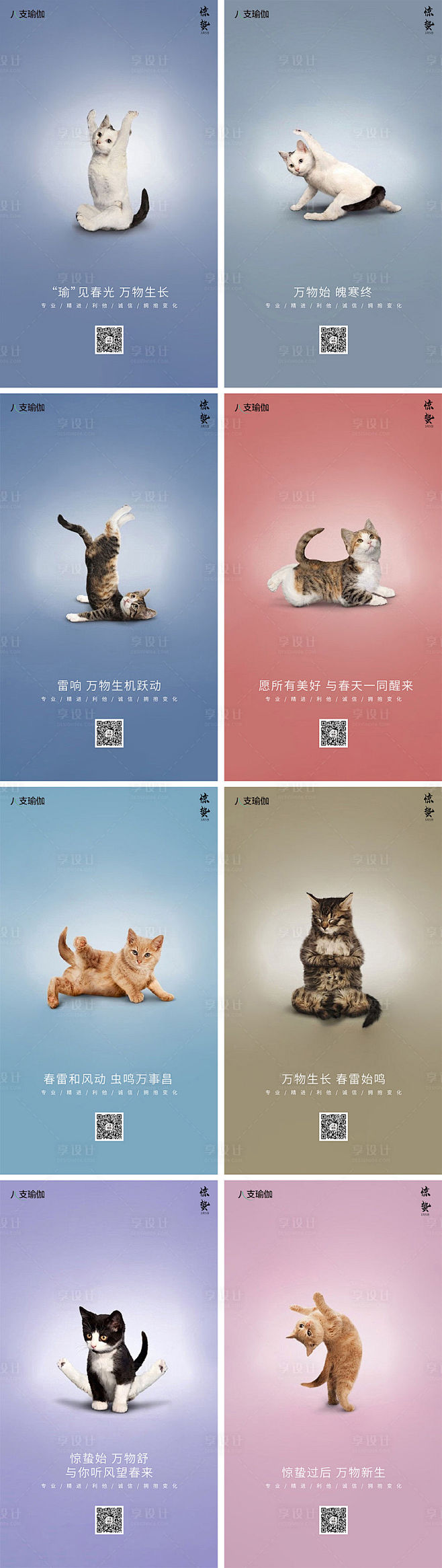猫咪瑜伽惊蛰创意海报PSD广告设计素材海...