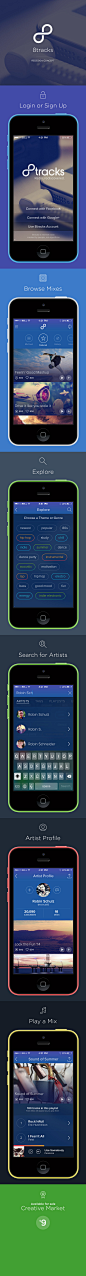 8Tracks -  Redesign Concept : Ever used the famous 8Tracks app? We love that app and this is why we decided to give it a go and redesign it according to our style!In total there are 6 PSD files that you can use to design/develop your next generation music