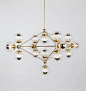 Roll & Hill Chandelier - 4 Sided, 15 Globes (Brushed brass/Clear) I like this one a lot/also pendant lights for kitchen: 