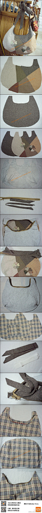 #手工教程#自制心迹斜挎拼布包（via：蒲公英）初学者可以用羽织布组材料包，内涵详细制作说明，可轻松制作包包