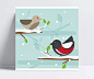 雪地里的几何卡通小鸟矢量图|雪地,几何图形,卡通,小鸟,动物,手绘,树枝,矢量图,AI格式,含jpg预览图.