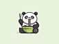 熊猫吃面图形LOGO设计-字体传奇网（ZITICQ）