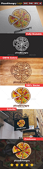 #披萨logo#Pizza&Hungry Logo Template - Food Logo Templates Download here : http://graphicriver.net/item/pizzahungry-logo-template/15764477?s_rank=138&ref=Al-fatih: 