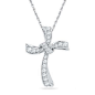 1/3 CT. T.W. Diamond Looping Cross Pendant in 10K White Gold - View All Necklaces - Zales: @北坤人素材