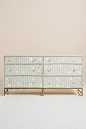 Ada Inlay Six-Drawer Dresser by Anthropologie in Grey Size: L, Tables