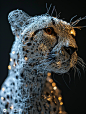 创意光线线条发光数字艺术动物肖像猎豹模型Midjourney关键词咒语-【Ai宇宙吧】