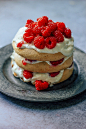 Dark Chocolate Pavlovas with Raspberries & Cream