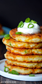 Cheesy Leftover Mashed Potato Pancakes #recipe from justataste.com: 