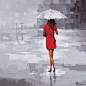 "Red Rain" Wall Art - contemporary - Paintings - Renwil