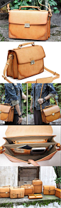 Handmade vintage satchel leather normal messenger bag beige shoulder bag for women: 