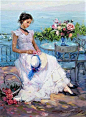 On the Terrace in Summer - Counted cross stitch pattern in PDF format by Maxispatterns on Etsy Woman Painting, Painting & Drawing, Painting People, Graffiti Kunst, Renaissance Kunst, Fine Art, Aesthetic Art, Belle Photo, Female Art