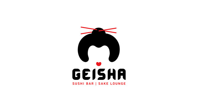 Geisha 艺伎寿司店餐饮logo设计...