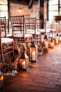 Pretty fall wedding aisle decor