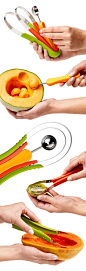 Fruit scoop set with melon baller - makes preparing fruit salad easy #product_design