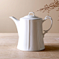 维多利亚经典法式西式小资陶瓷咖啡茶 浮雕珠点白色茶壶