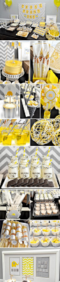 Yellow & Gray Elephant Themed Dessert Bar