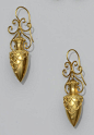 Victorian earrings, gold with applied wire and bead detail