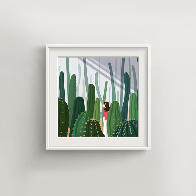 《植物系少女——仙人掌》画框