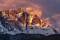 Mt. Lhotse south face in fire