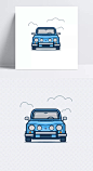 小车|矢量插图,蓝色,汽车正面,国外创意素材,卡通元素,手绘/卡通