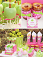 I love this!  No way I could mimic it though....but, maybe caramel apples and apple decor could be fun and cool....LOVE the apple stand as a serving table!