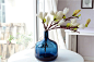欧式简约现代蓝色地中海通透玻璃花瓶插一支花摆件样板间软装饰品-淘宝网
