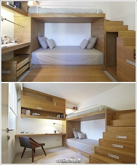 小房间的挑高床，超级节省空间！