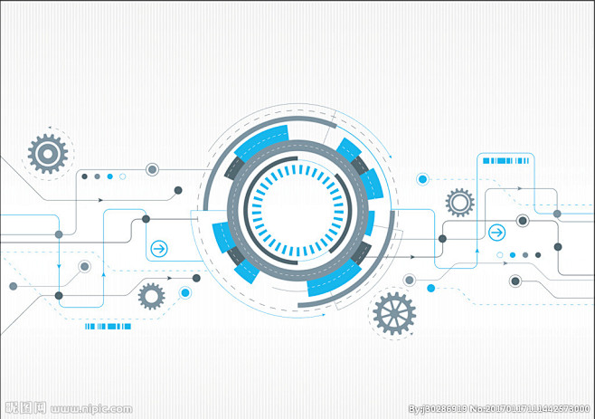科技感蓝色齿轮点线素材