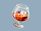 Glass with Wiskey coctail ice magic casino icon slot motion gif whiskey glass animation