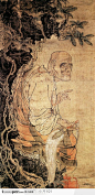 中国国画之人物-树下的大耳神仙