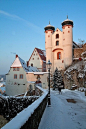 德国帕尔斯贝里城堡的冬季日落，有种说不出的感觉