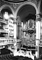  Inside the Frauenkirche looking from the balcony level towards the organ pipes, altar, and pulpit, 1933 x