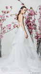 marchesa notte spring 2018 bridal sleeveless spaghetti strap sweetheart neckline heavily embellished bodice layered skirt a  line wedding dresschapel train (13) sdv