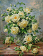 Princess Diana Roses in a Cut Glass Vase - Albert Williams