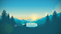 General 3840x2160 lake artwork gradient vector landscape Firewatch video games nature cyan