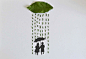 Leaf art: cloud raining on couple by Tang Chiew Ling