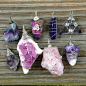 Pretty purple and pink (& natural!) pendants, all for sale in my etsy shop! - etsy.com/shop/crystalvibes - my shop is my passion and my only income so any purchases are extremely appreciated! #crystal #crystals #cluster #fluorite #mineral #minerals #m