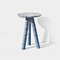 Rabbet Coffee Table - Azul Macaubas Marble : A coffee table entirely made of blue Azul Macaubas marble with a playful look and a graphic ridged texture top. Designed by Patricia Urquiola for Budri.