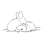 国外简笔卡通兔子线稿简笔动物兔子线稿卡通线稿卡通插画素材图-淘宝网