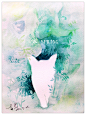 水彩画猫，春——SPRING，画里可以看到几只喵星人…… 求赞哦~~~