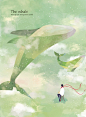 小清新唯美创意鲸鱼鲲手绘星空空间APP插图插画海报UI设计素材PSD-淘宝网